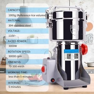 Grain Mill Grinder Electric, 1000g Stainless Steel Grain Grinder for Dry Corn Co